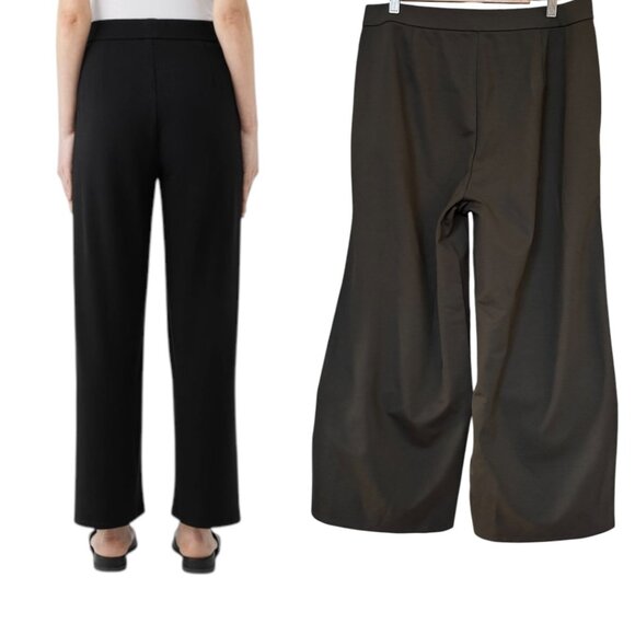 EILEEN FISHER JERSEY KNIT BLACK STRAIGHT LEG PANTS SZ. LARGE NWT - Picture 4 of 5